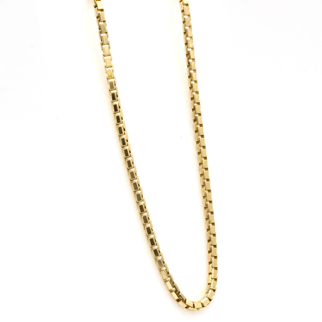 14k Yellow Gold Box Chain Necklace 18 Inches