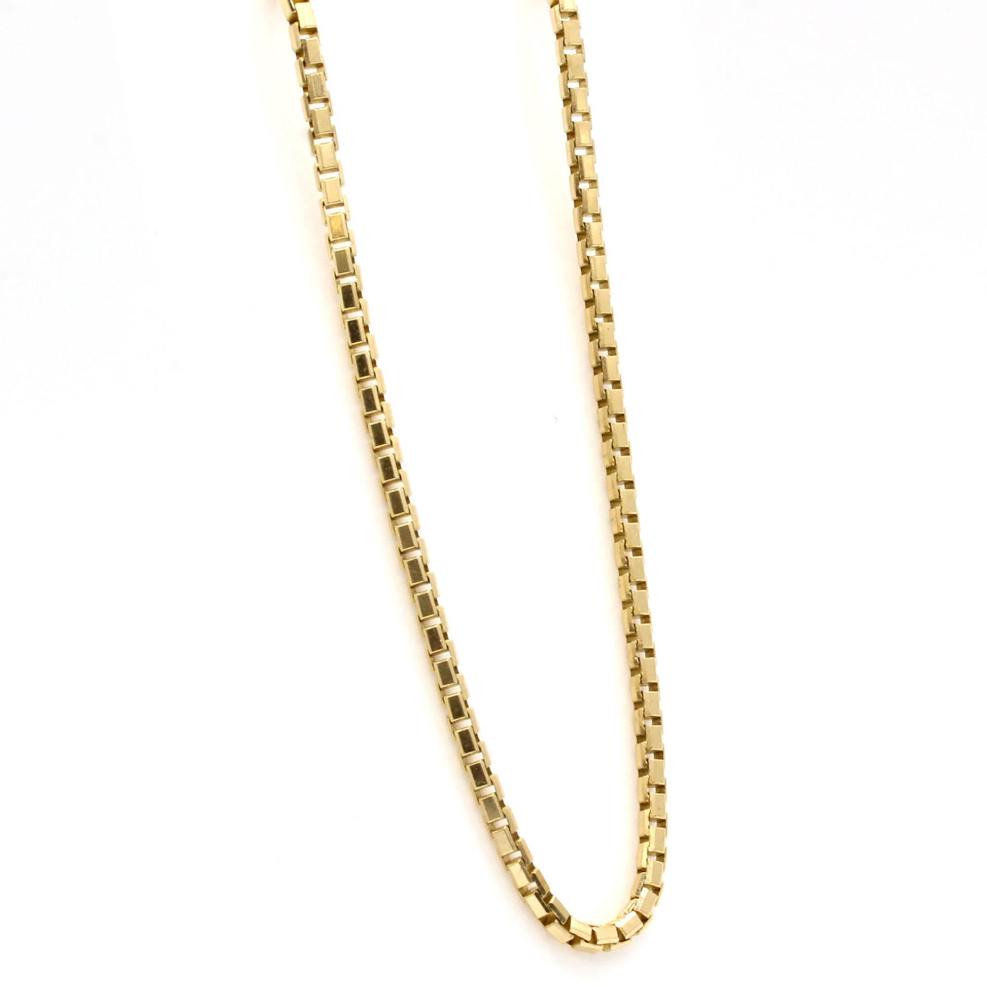 14k Yellow Gold Box Chain Necklace 18 Inches