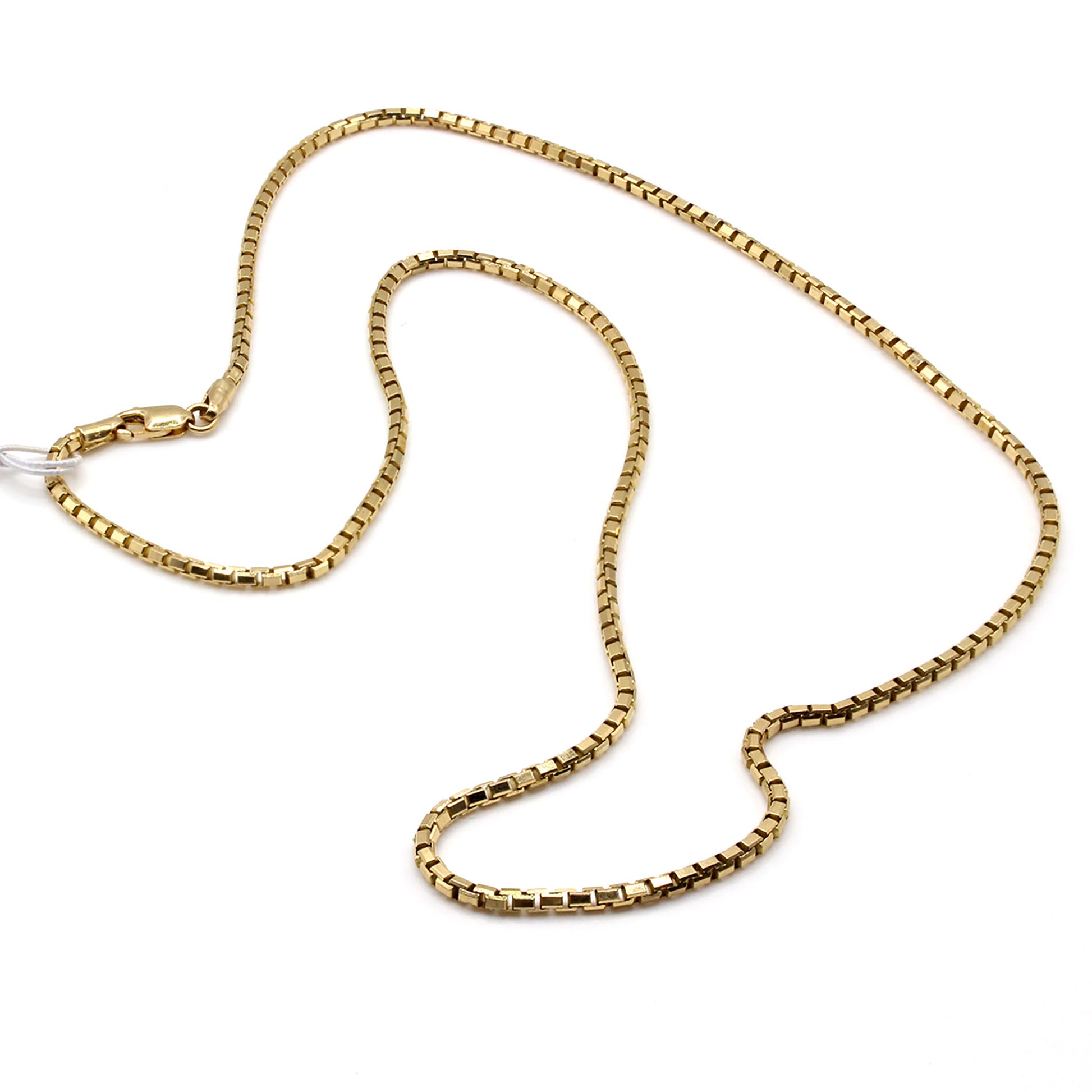 14k Yellow Gold Box Chain Necklace 18 Inches