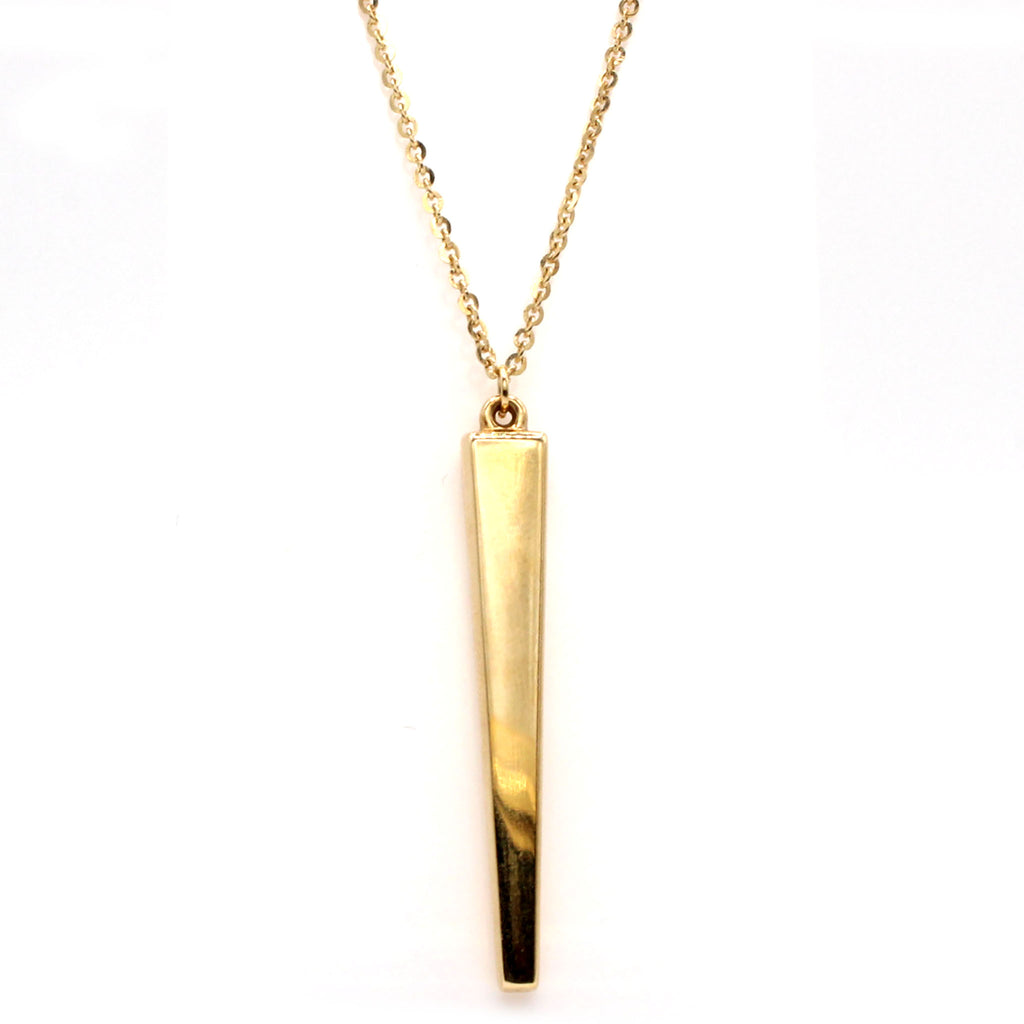 14k Yellow Gold Bar Pendant Necklace 18 Inches