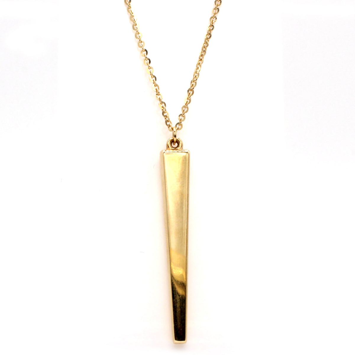14k Yellow Gold Bar Pendant Necklace 18 Inches