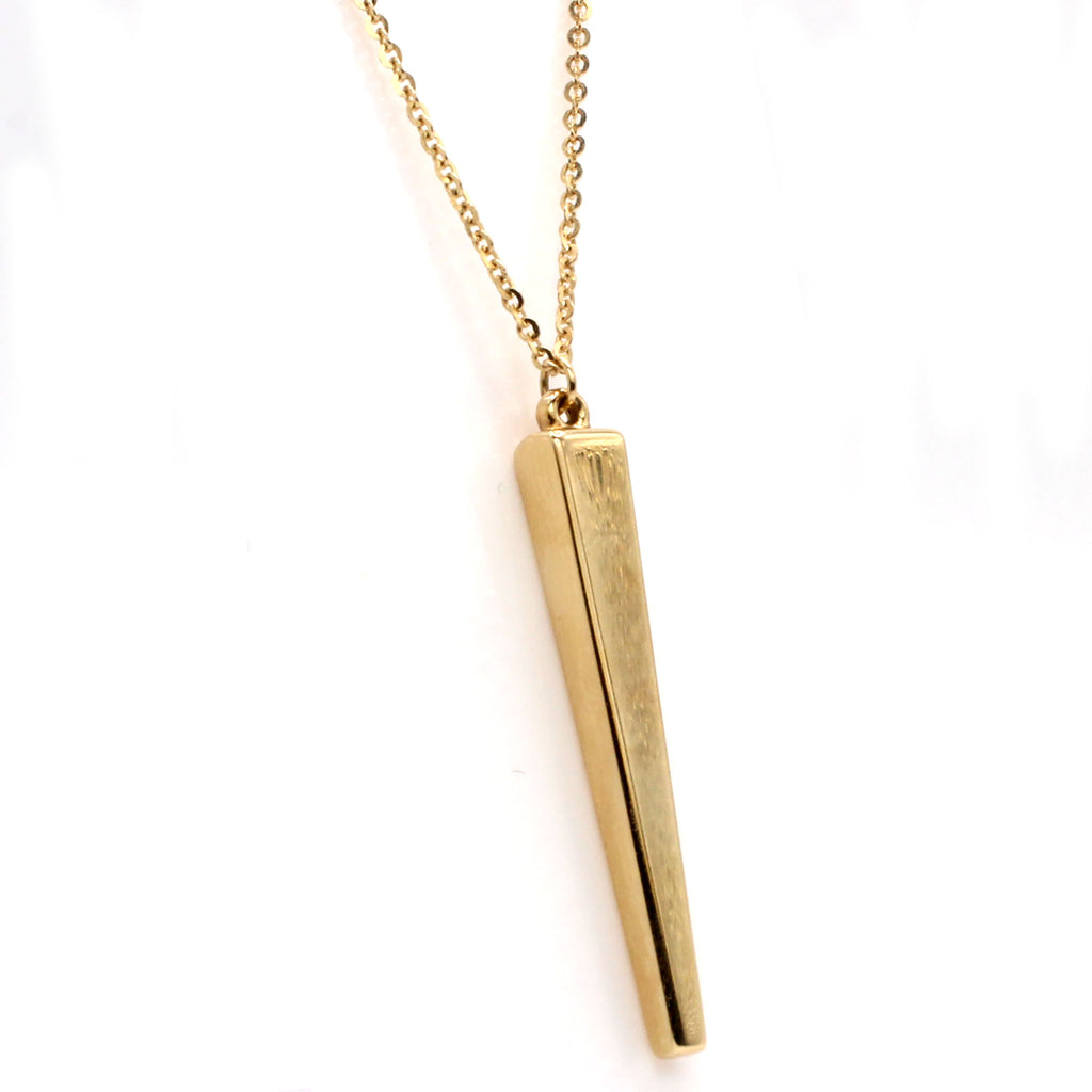 14k Yellow Gold Bar Pendant Necklace 18 Inches