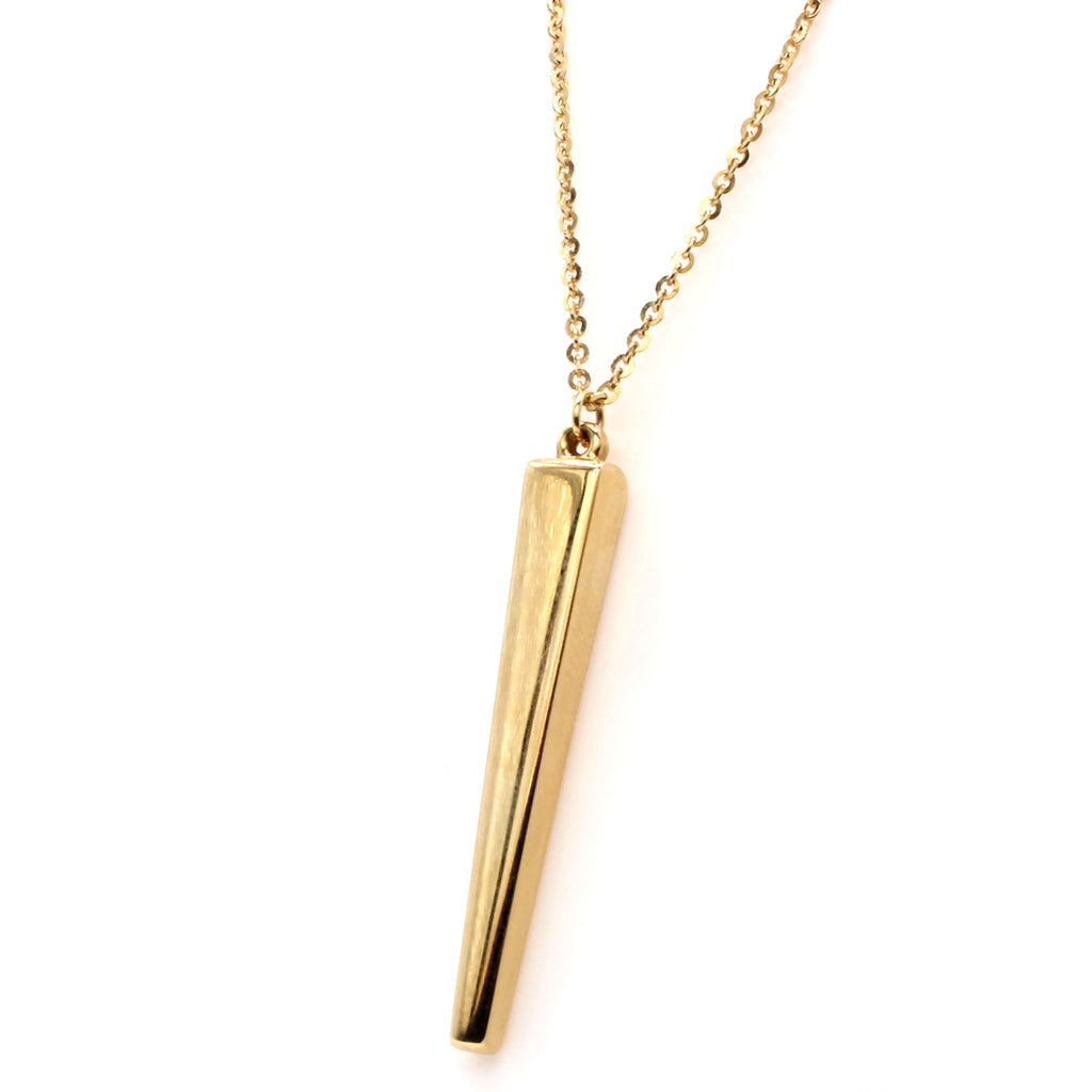 14k Yellow Gold Bar Pendant Necklace 18 Inches