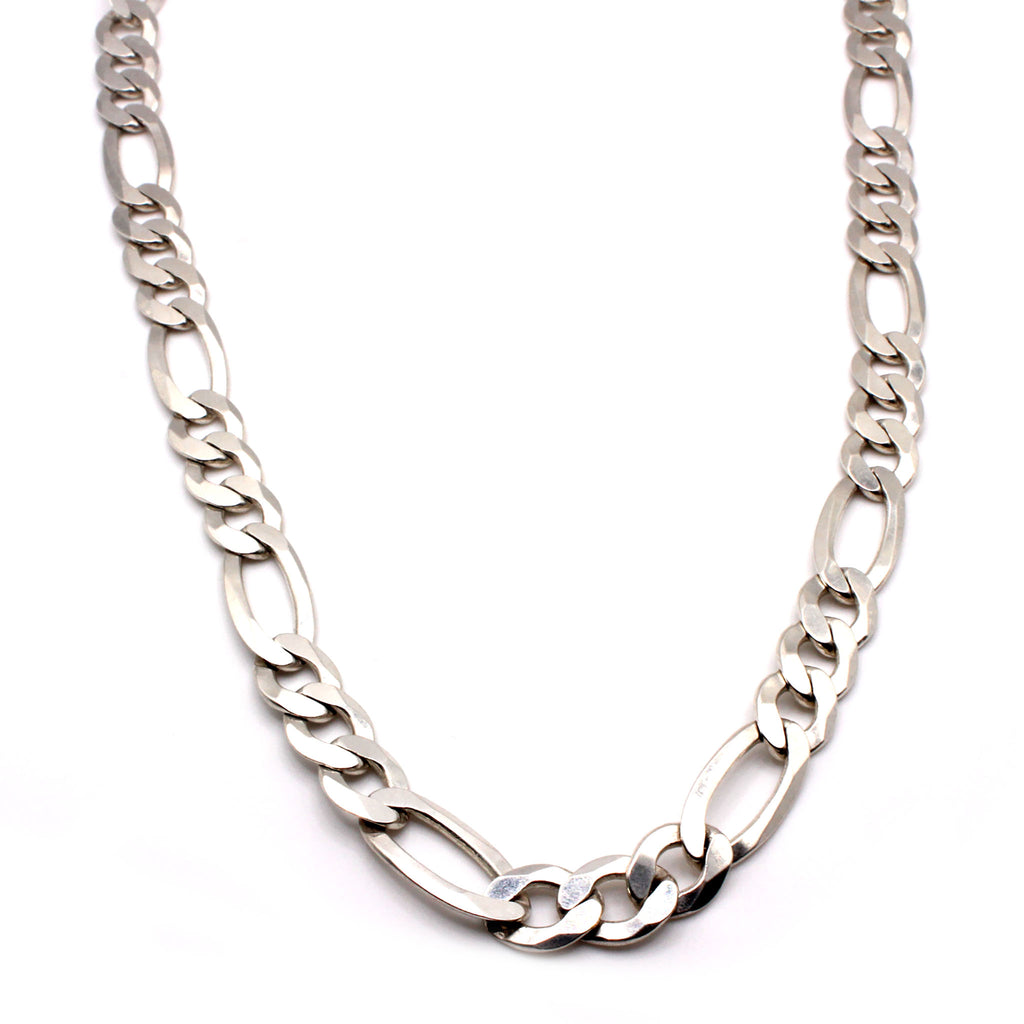 Sterling Silver Figaro Chain Necklace 30 Inches