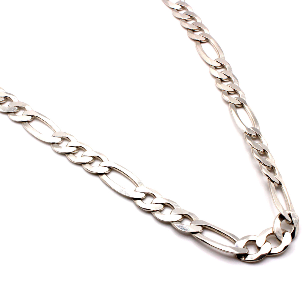 Sterling Silver Figaro Chain Necklace 30 Inches