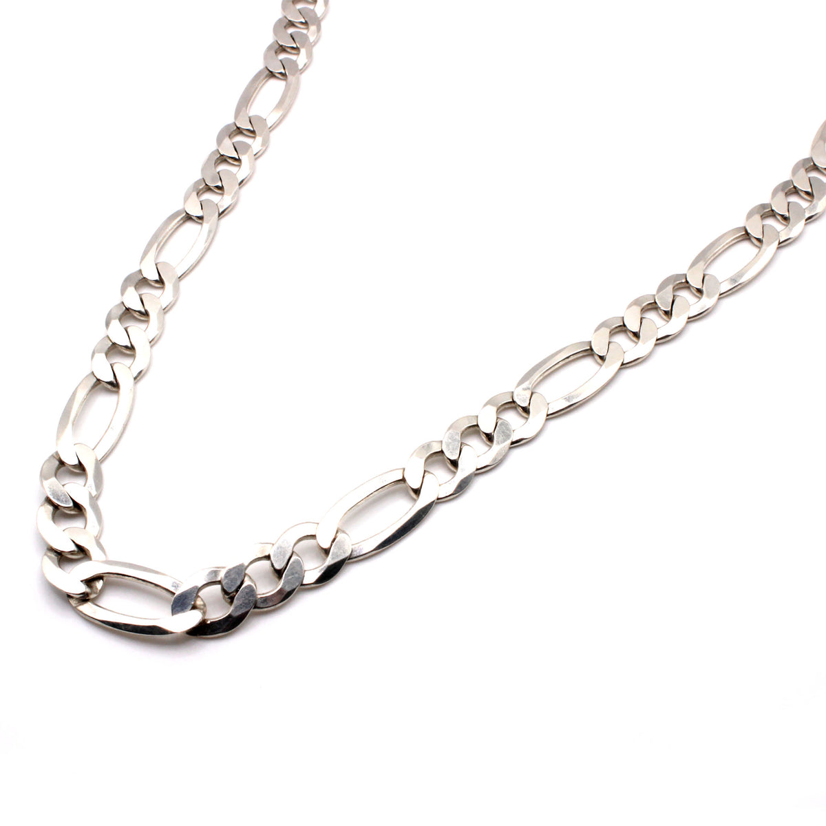 Sterling Silver Figaro Chain Necklace 30 Inches