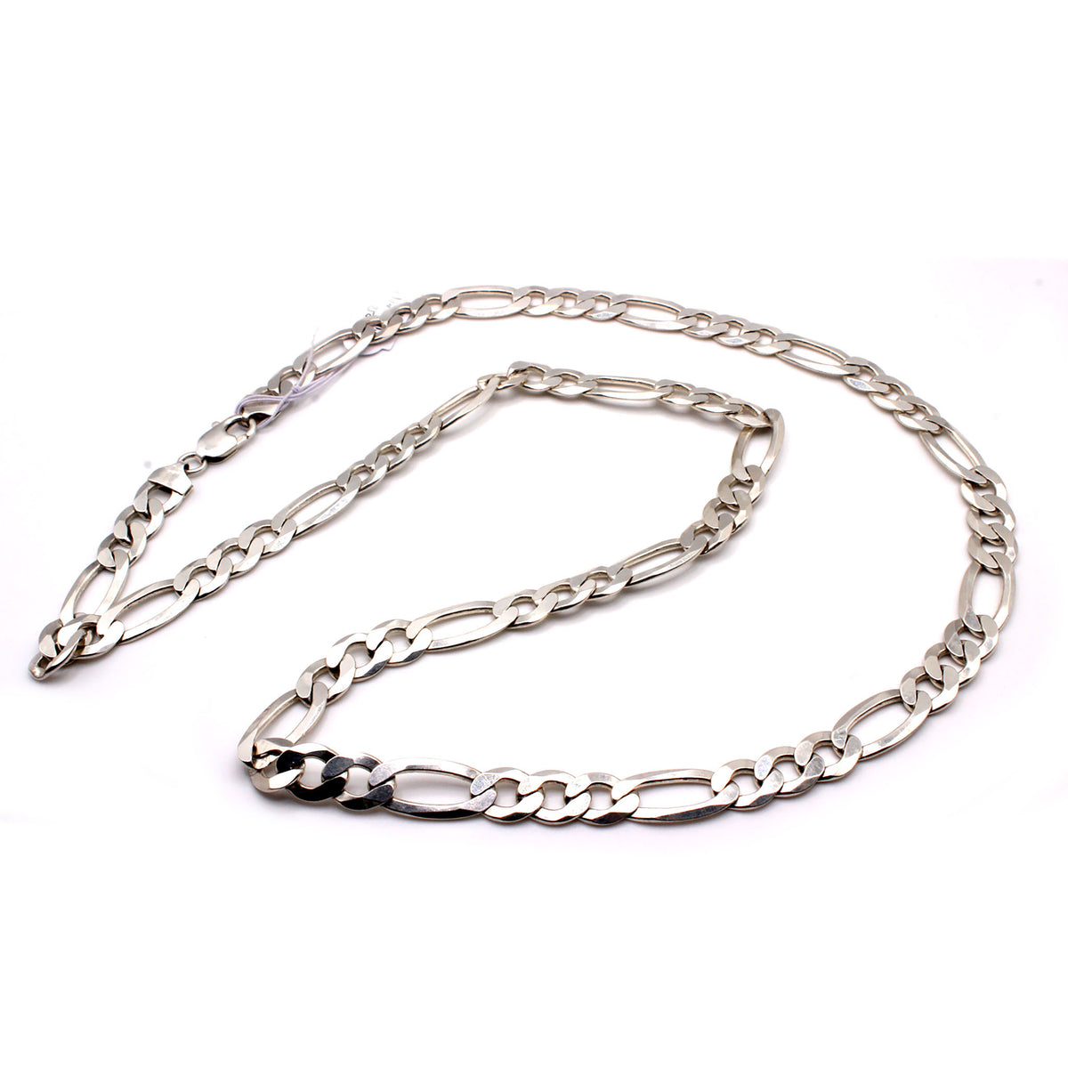 Sterling Silver Figaro Chain Necklace 30 Inches