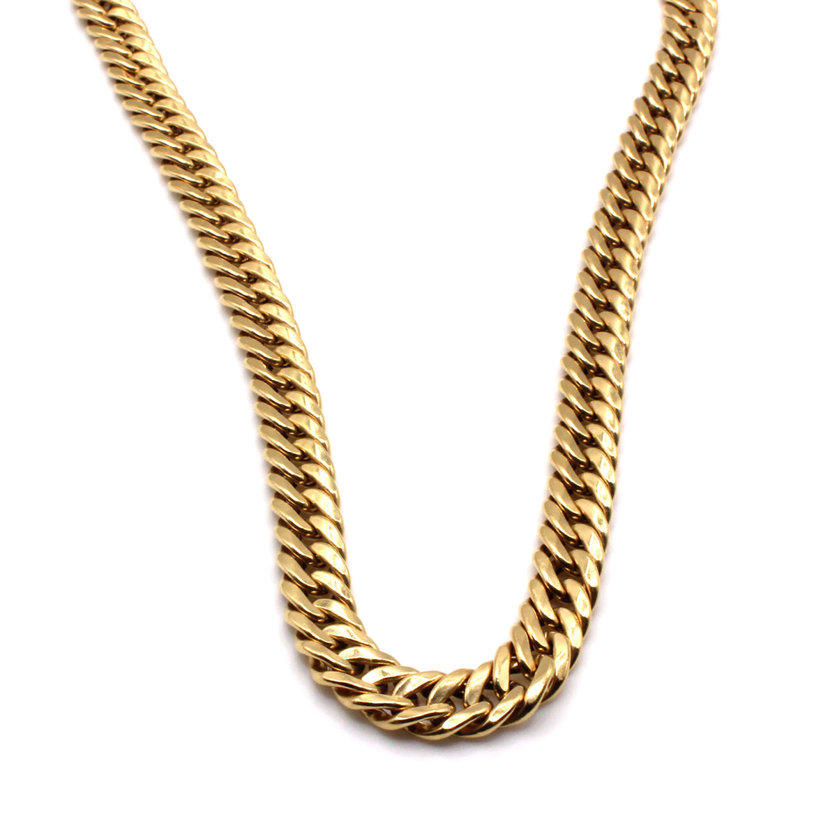18k Yellow Gold Holo Cuban Link Necklace 24.5 Inches