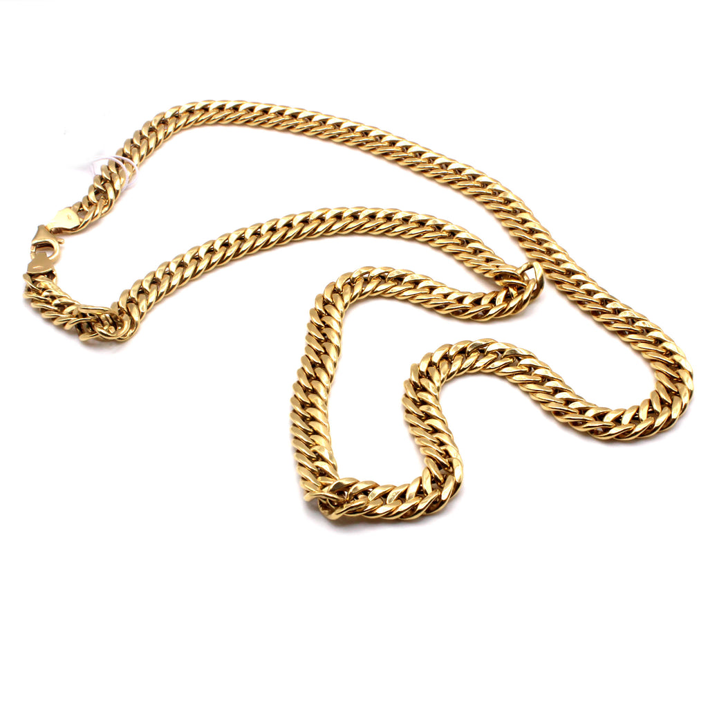 18k Yellow Gold Holo Cuban Link Necklace 24.5 Inches