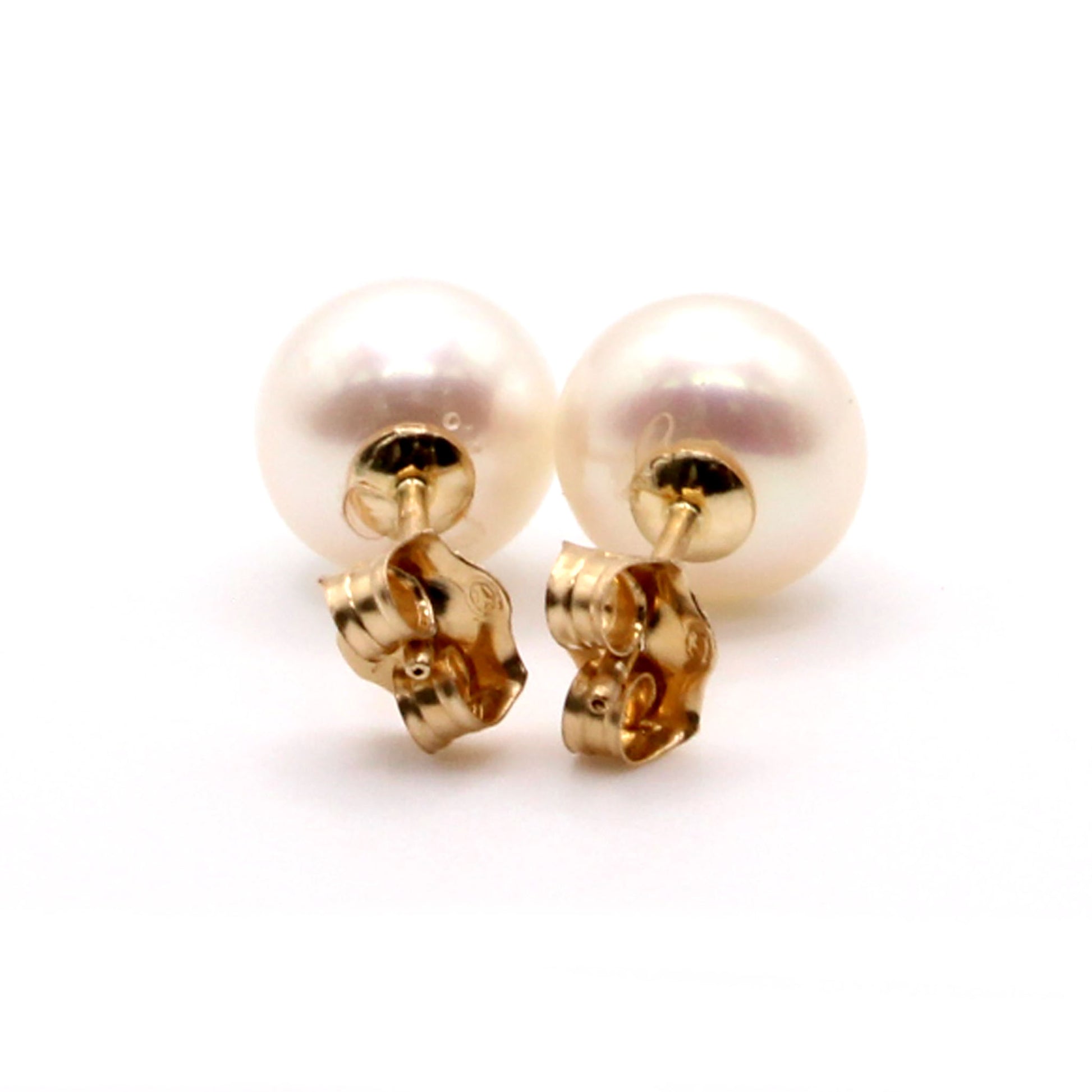 14k Yellow Gold Pearl Stud Earrings