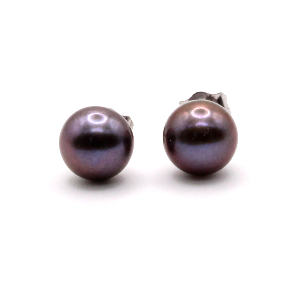 14k White Gold Tahitian Pearl Stud Earrings