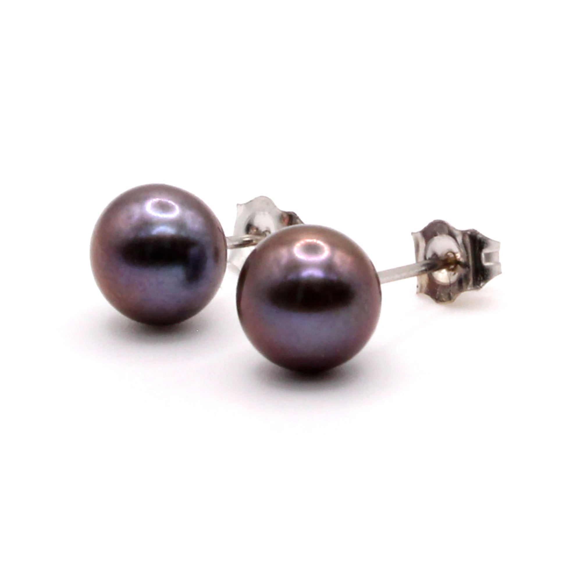 14k White Gold Tahitian Pearl Stud Earrings
