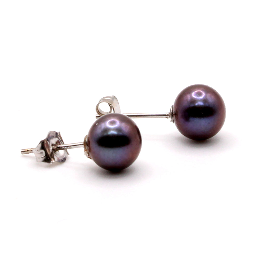 14k White Gold Tahitian Pearl Stud Earrings