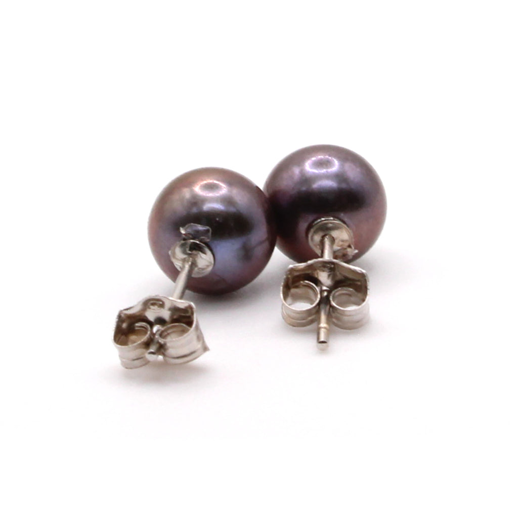 14k White Gold Tahitian Pearl Stud Earrings