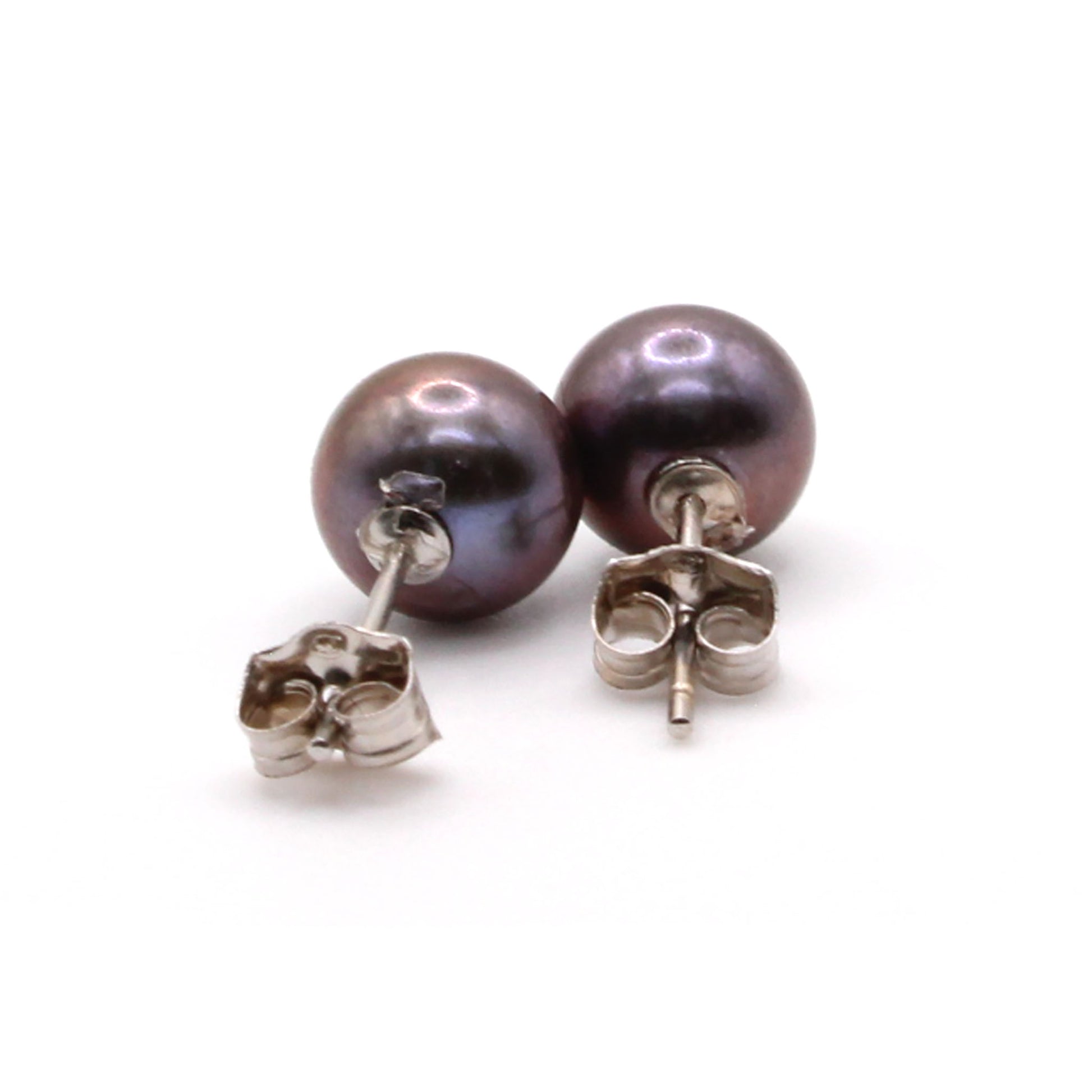 14k White Gold Tahitian Pearl Stud Earrings