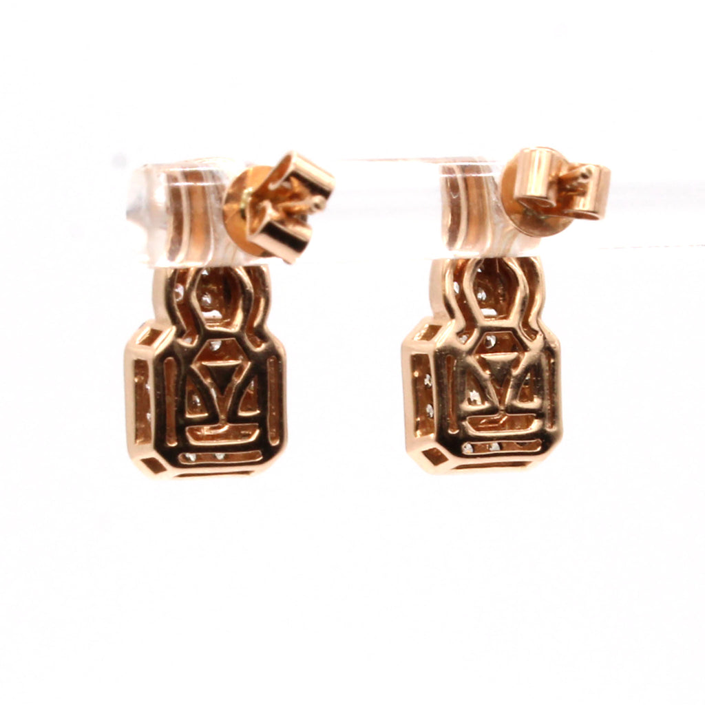 14k Rose Gold Levian Champagne Diamond and White Diamond Earrings