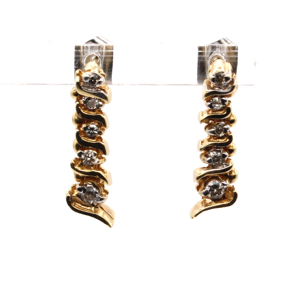 14k Yellow Gold 0.20cttw Drop Dangle Earrings