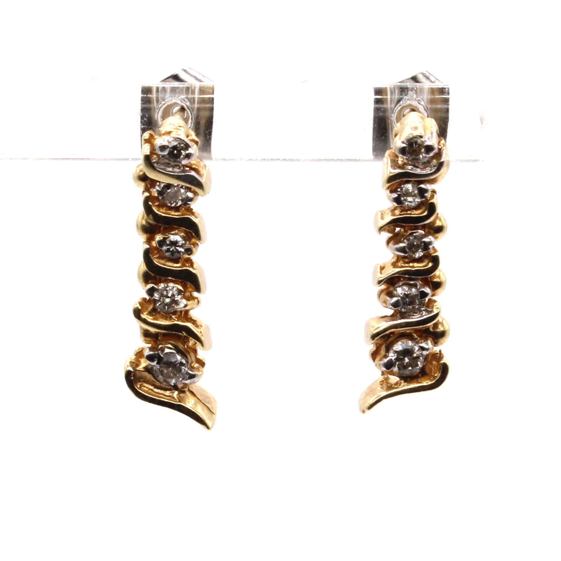 14k Yellow Gold 0.20cttw Drop Dangle Earrings