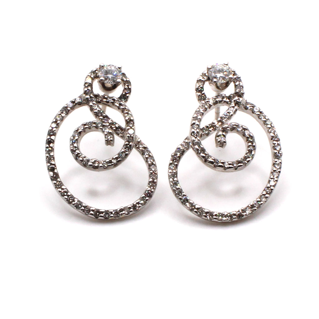 18k White Gold 1.40cttw Diamond Swirl Earrings
