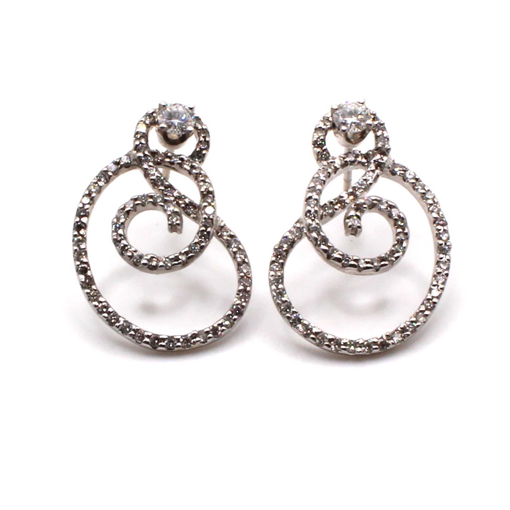 18k White Gold 1.40cttw Diamond Swirl Earrings