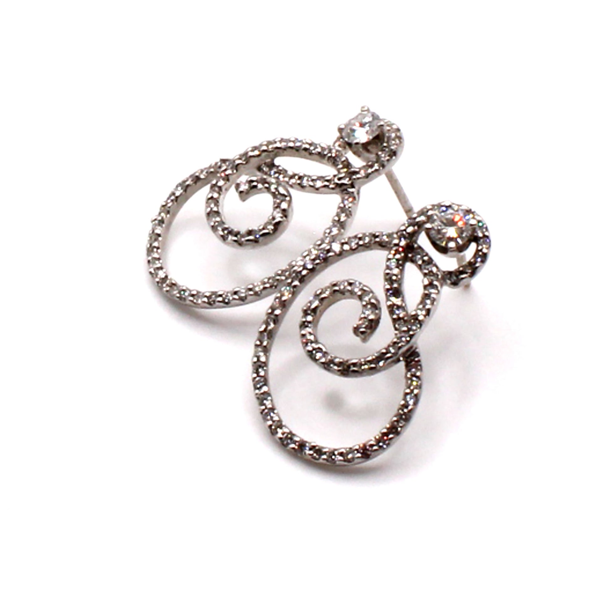 18k White Gold 1.40cttw Diamond Swirl Earrings