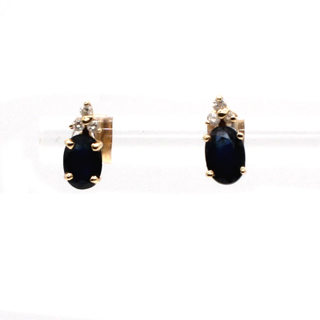 14k Yellow Oval-Shaped Sapphire Stud Earrings