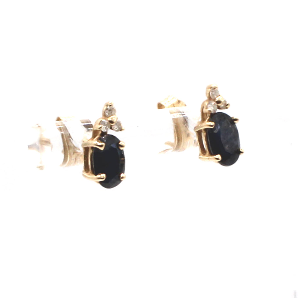 14k Yellow Oval-Shaped Sapphire Stud Earrings
