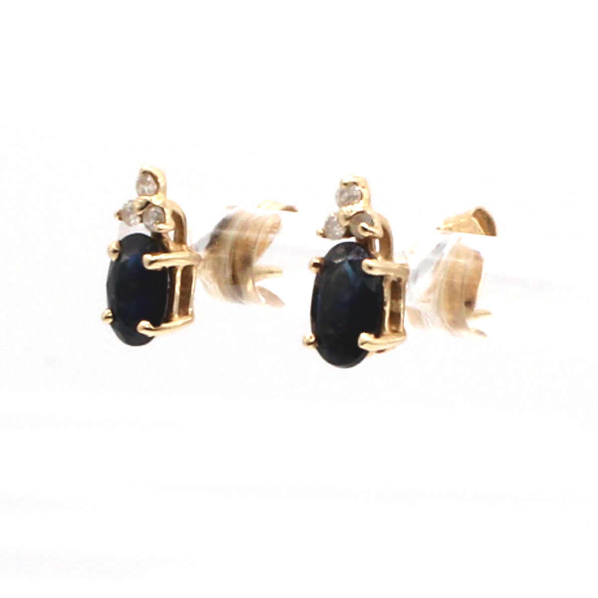 14k Yellow Oval-Shaped Sapphire Stud Earrings
