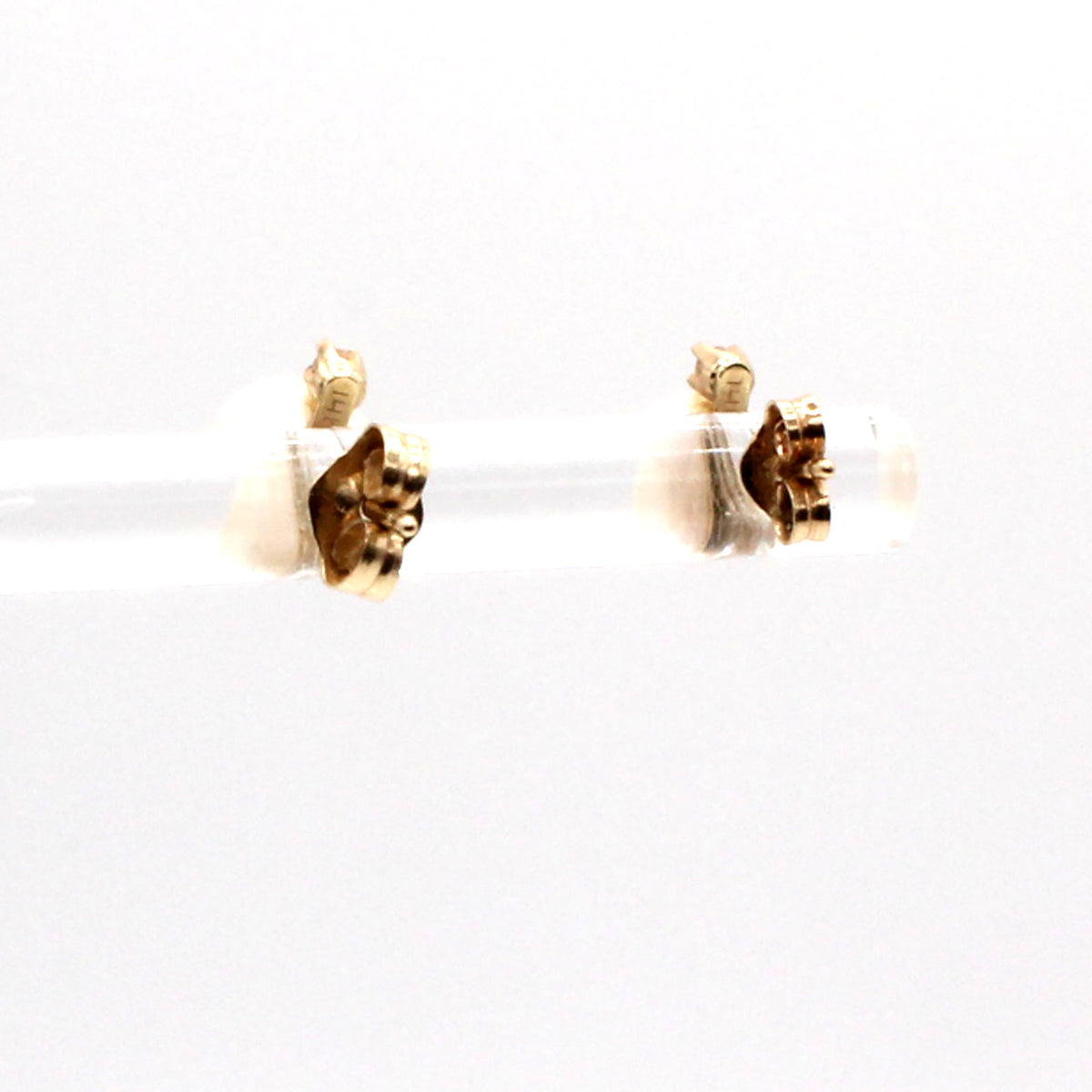 14k Yellow Gold Pearl and Diamond Stud Earrings