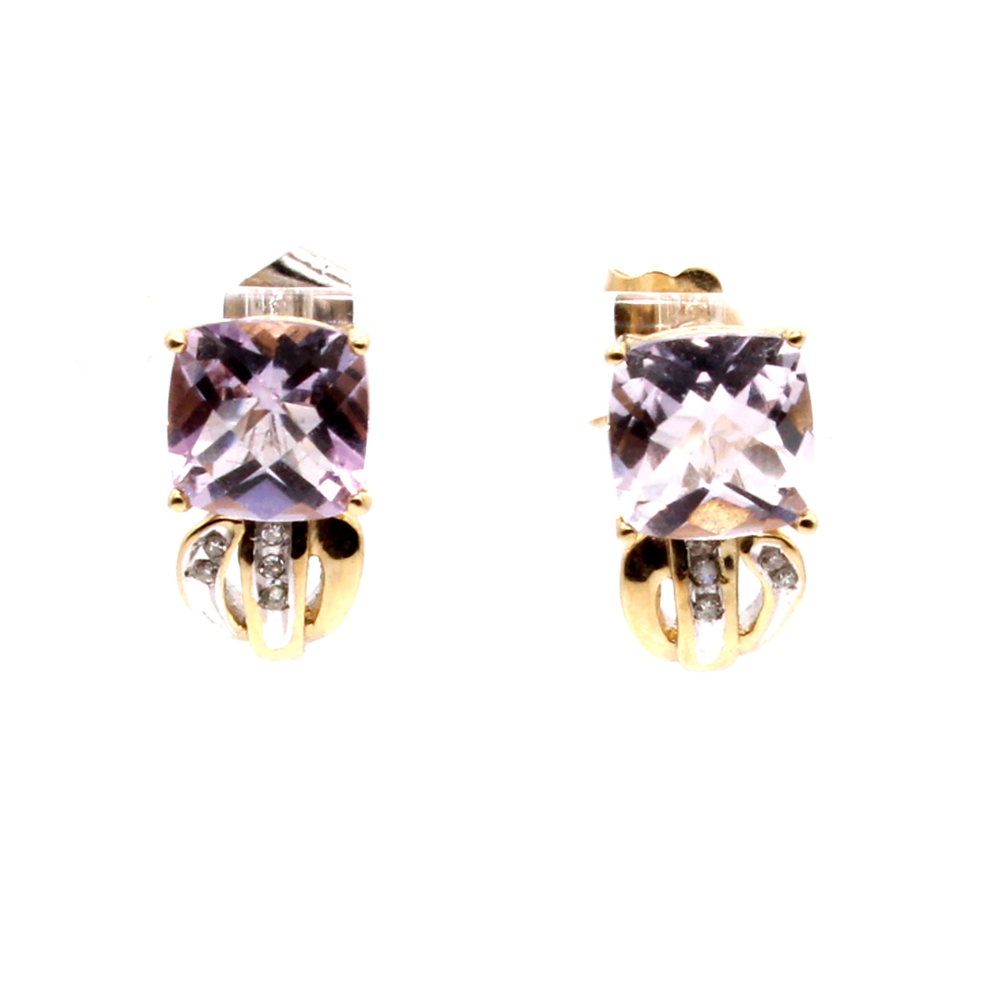 14k Two Tone Gold 2.60cttw Amethyst and Diamond Earrings