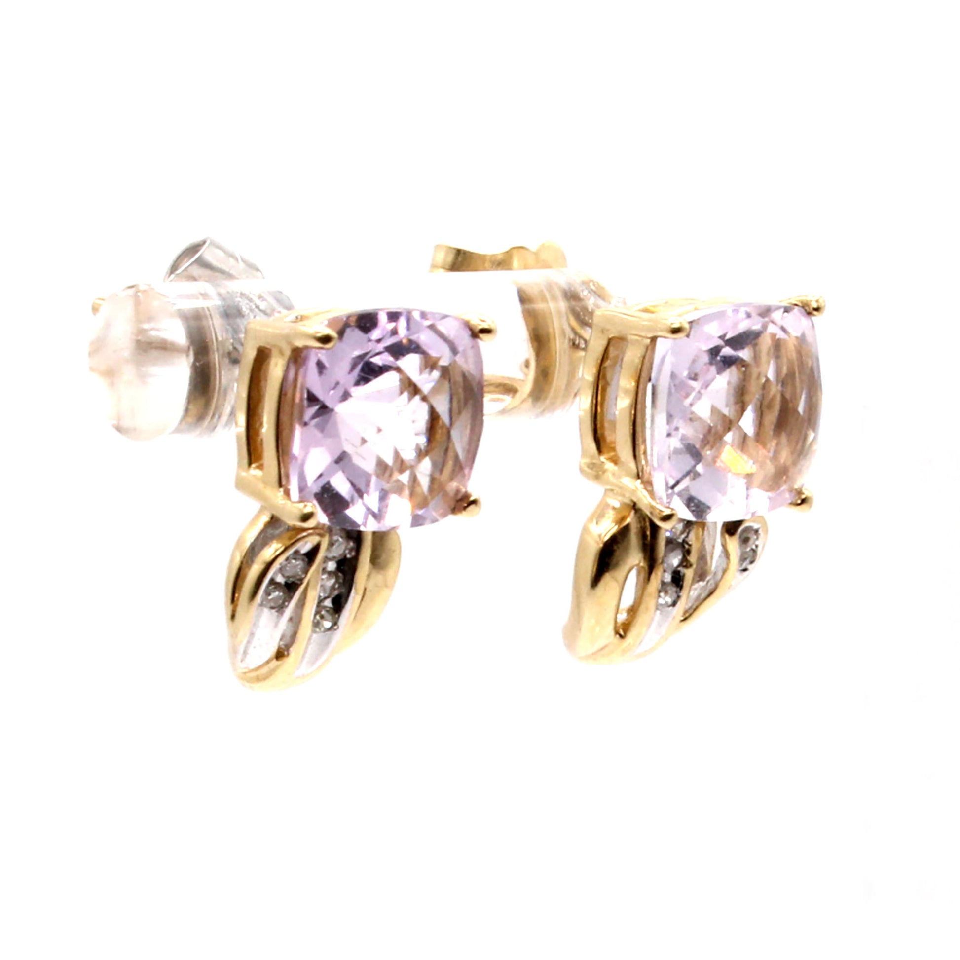 14k Two Tone Gold 2.60cttw Amethyst and Diamond Earrings