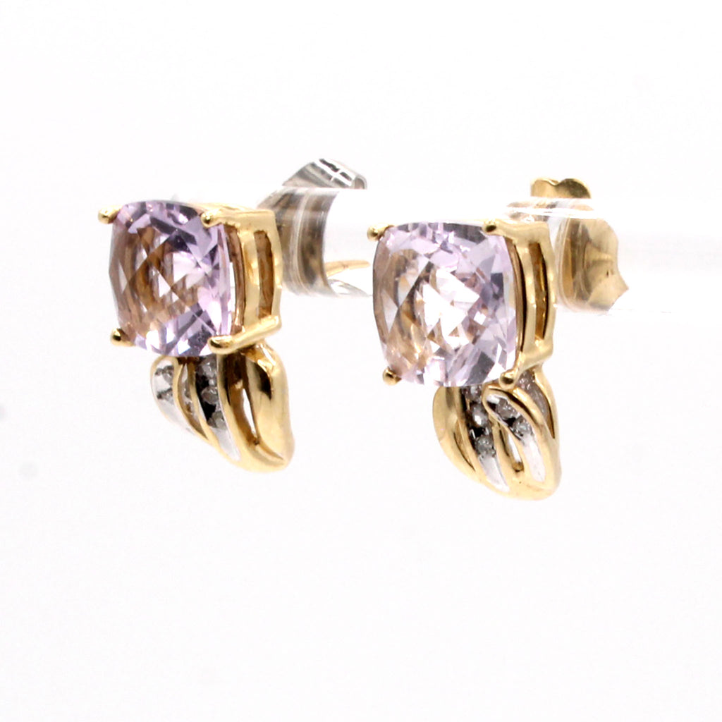 14k Two Tone Gold 2.60cttw Amethyst and Diamond Earrings