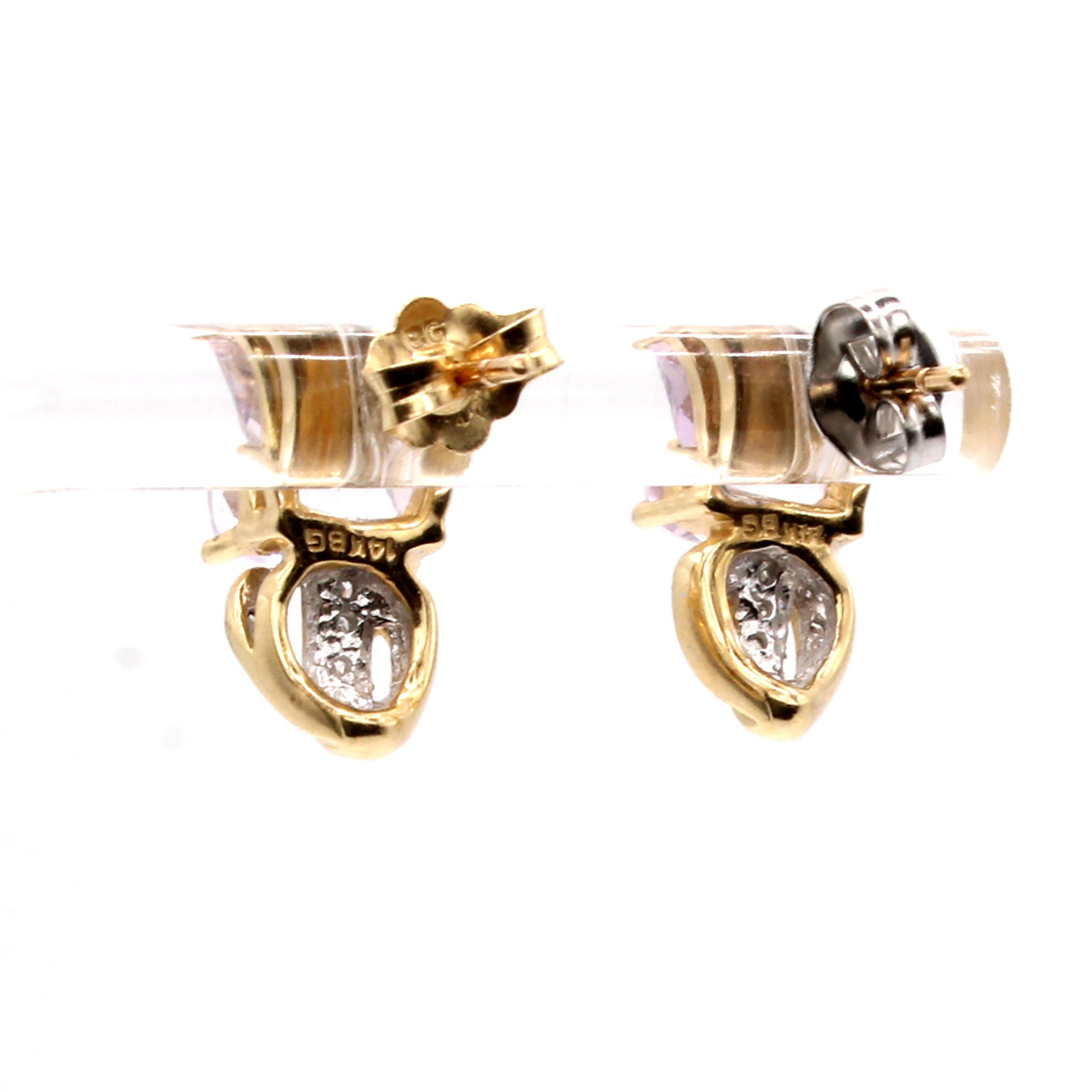 14k Two Tone Gold 2.60cttw Amethyst and Diamond Earrings