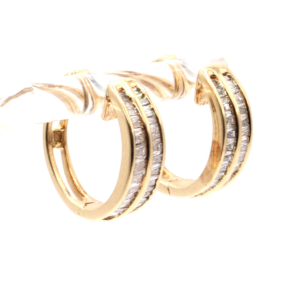 14k Yellow Gold 1.21cttw Diamond Hoop Earrings