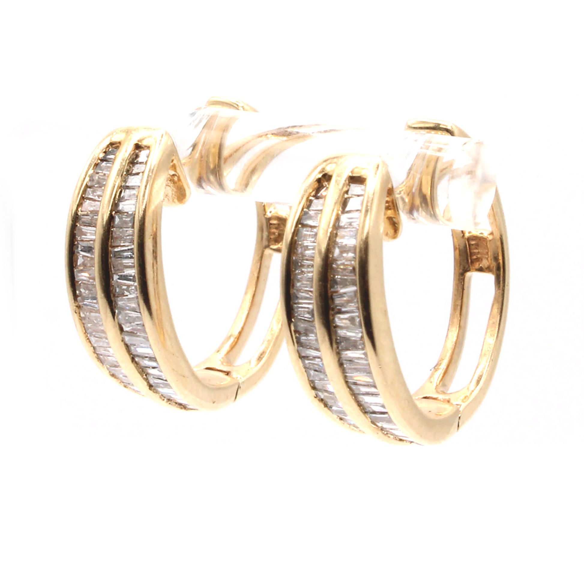 14k Yellow Gold 1.21cttw Diamond Hoop Earrings