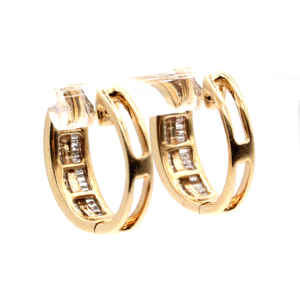 14k Yellow Gold 1.21cttw Diamond Hoop Earrings